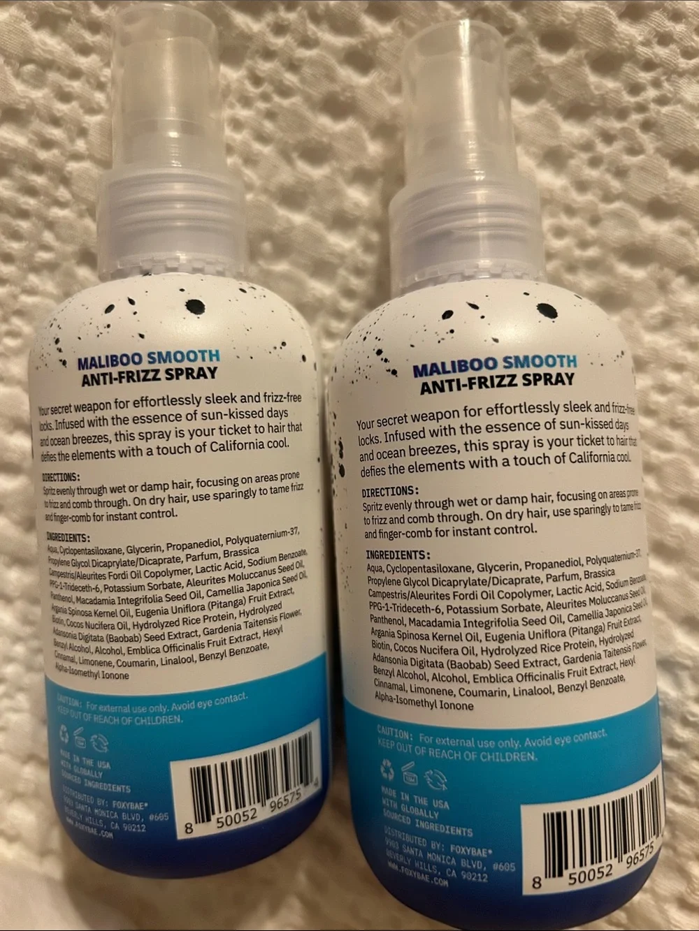 FOXYBAE Maliboo Smooth Anti-Frizz Spray — White/Blue